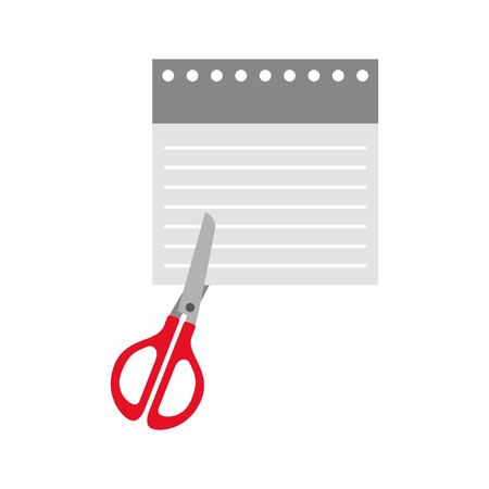 notebook sheet with scissor vector illustration designのイラスト素材