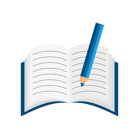 text book with pencil vector illustration designのイラスト素材