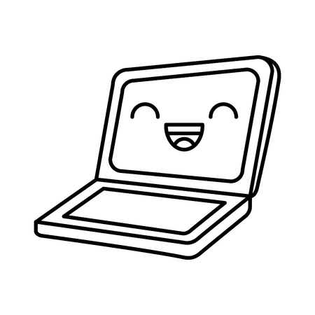 laptop computer kawaii character vector illustration designのイラスト素材