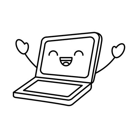 laptop computer character vector illustration designのイラスト素材
