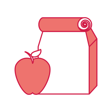 Lunch bag in paper bag with apple vector illustration designのイラスト素材