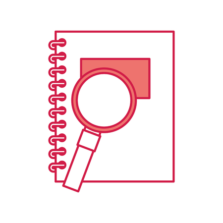 notebook school with magnifying glass vector illustration designのイラスト素材
