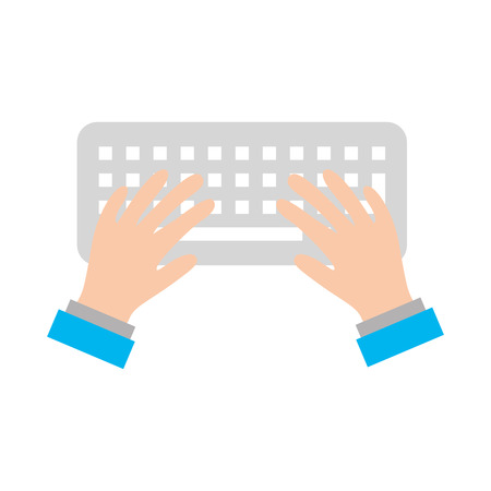 user with computer keyboard isolated icon vector illustration designのイラスト素材