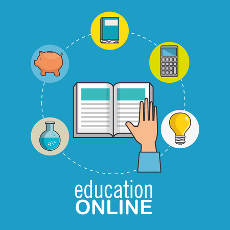 online education and e-learning concept infographic vector illustration graphic designのイラスト素材
