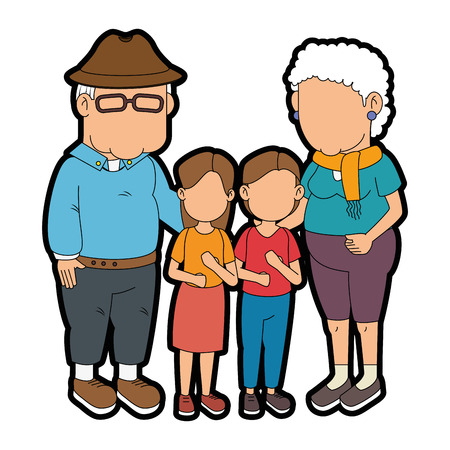 couple of grandparents and kid over white background iconのイラスト素材