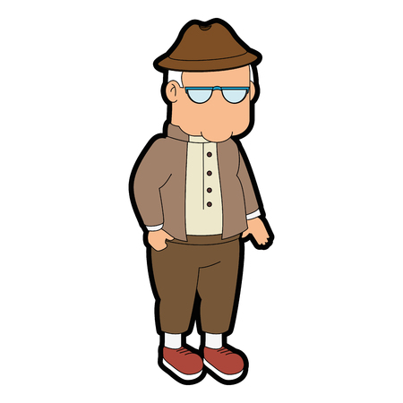 Grandfather faceless cartoon over white background iconのイラスト素材