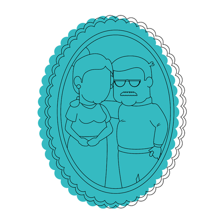couple of grandparents over white background iconのイラスト素材