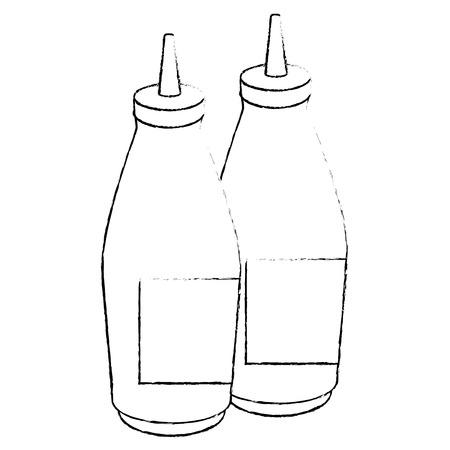 sauce bottles image over white background graphicのイラスト素材
