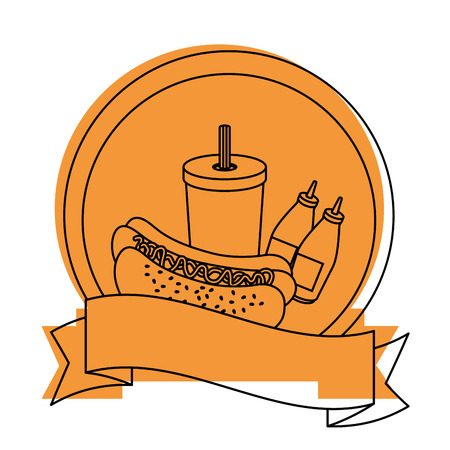 hot dog and soft drink icon over white background vector illustrationのイラスト素材