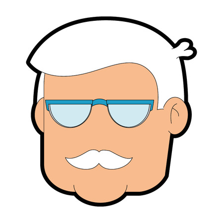 A grandfather face icon over white background vector illustration.のイラスト素材