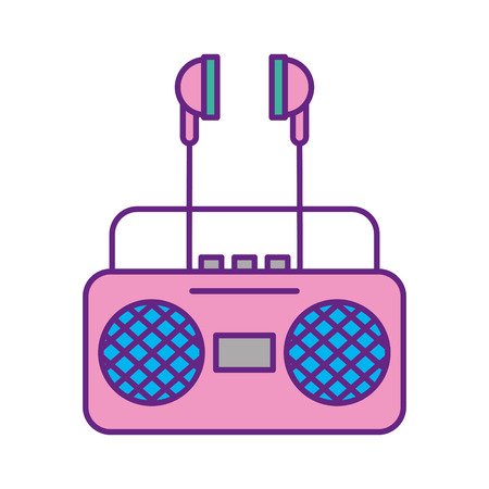 radio music player with earphones vector illustration designのイラスト素材
