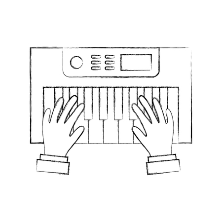 hands user with Synth console vector illustration designのイラスト素材