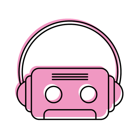 retro cassette with earphones vector illustration designのイラスト素材