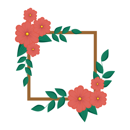 decorative frame with flowers over white background vector illustrationのイラスト素材