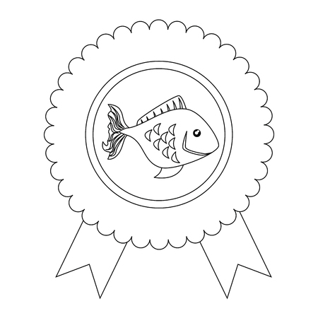 medal with fish icon over white background vector illustrationのイラスト素材