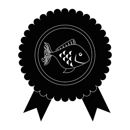 medal with fish icon over white background vector illustrationのイラスト素材