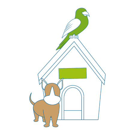 dog house and dog icon over white background colorful design vector illustrationのイラスト素材