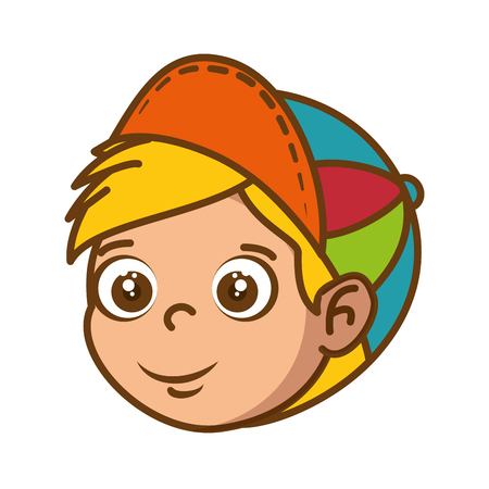 cartoon boy face icon over white background colorful design vector illustrationのイラスト素材