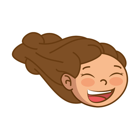cartoon girl icon over white background colorful design  vector illustrationのイラスト素材
