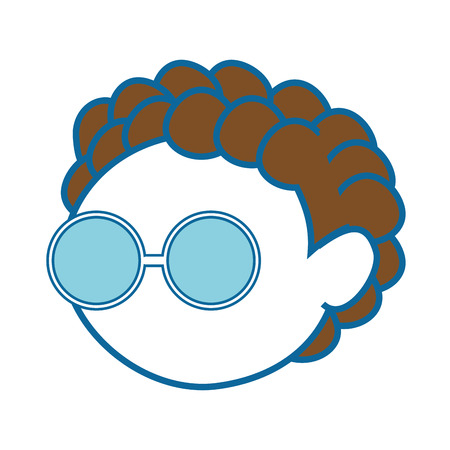 boy with glasses icon over white background colorful design vector illustrationのイラスト素材