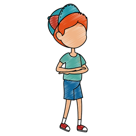 boy wearing a cap icon over white background colorful design vector illustrationのイラスト素材