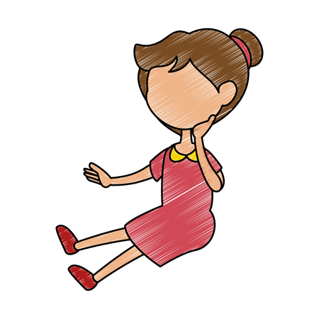 avatar girl icon over white background colorful design vector illustrationのイラスト素材