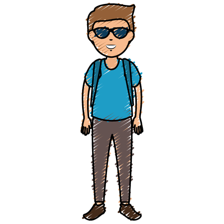 Young man avatar character vector illustration designのイラスト素材