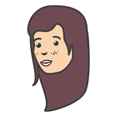 beautiful woman head avatar character vector illustration designのイラスト素材