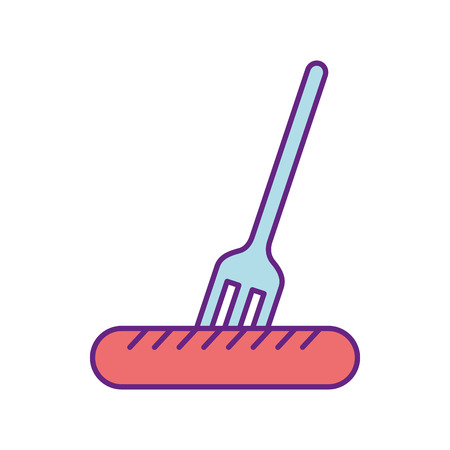 fork with sausage fast food vector illustration designのイラスト素材