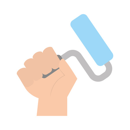 hand human with paint roller isolated icon vector illustration designのイラスト素材