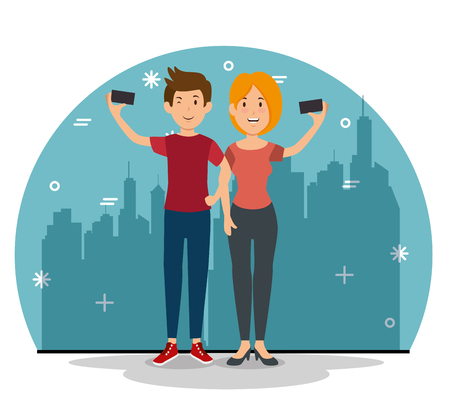 smartphone addiction concept modern lifestyle vector illustration graphic designのイラスト素材