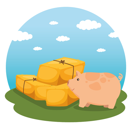 farming and agriculture hay bales vector illustration graphic designのイラスト素材