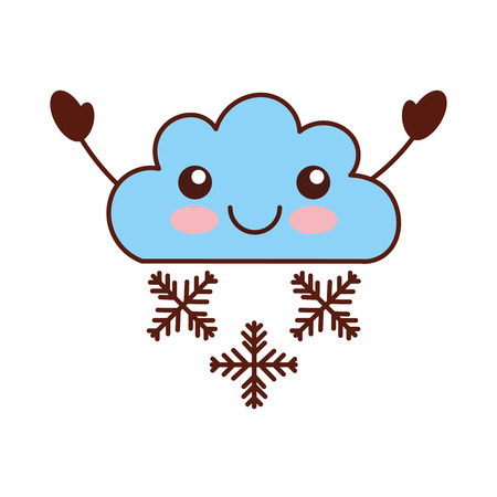 Beautiful fantasy cloud with snowflakes character vector illustration designのイラスト素材