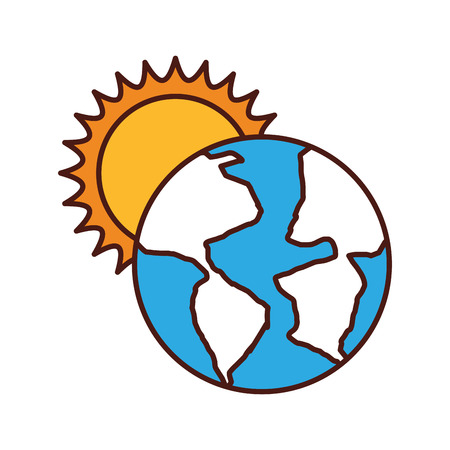 world planet earth with sun vector illustration designのイラスト素材