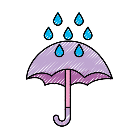 cute umbrella with rain drops vector illustration designのイラスト素材