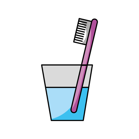 glass with dental toothbrush vector illustration designのイラスト素材