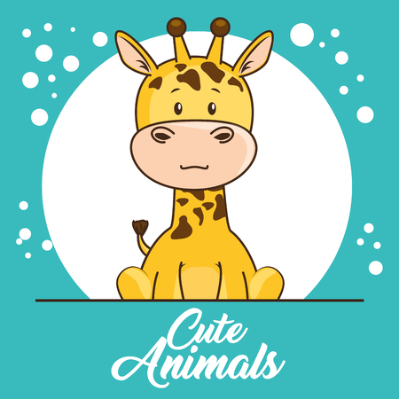 cute animals baby shower card vector illustration graphic designのイラスト素材