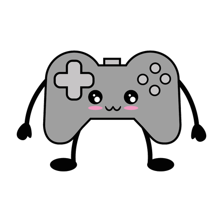kawaii videogame controller icon over white background vector illustrationのイラスト素材