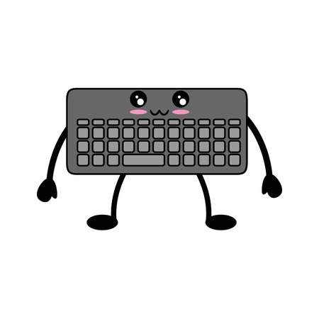 kawaii keyboard icon over white background vector illustrationのイラスト素材