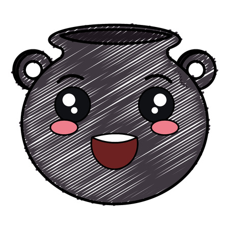Saint Patrick cauldron kawaii character vector illustration design.のイラスト素材