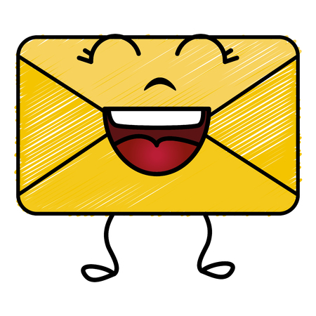 envelope mail kawaii character vector illustration designのイラスト素材