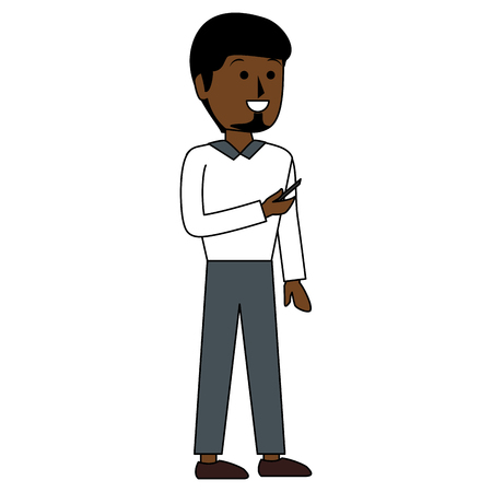 black young man avatar character vector illustration designのイラスト素材