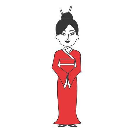japanese woman avatar character vector illustration designのイラスト素材
