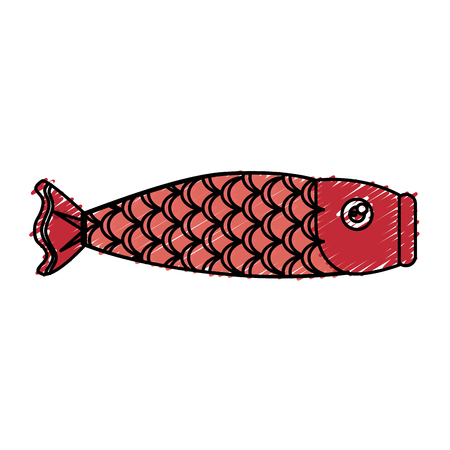 japanese fish wooden icon vector illustration designのイラスト素材