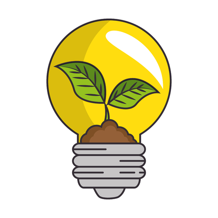 light bulb with leaves icon over white background vector illustrationのイラスト素材