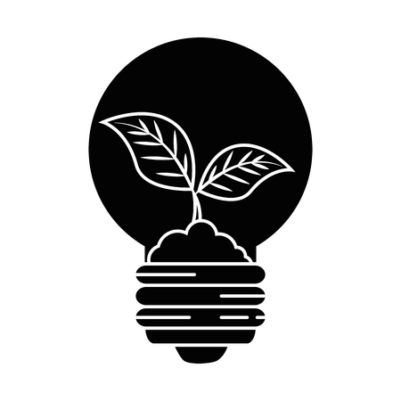 light bulb with leaves icon over white background vector illustrationのイラスト素材