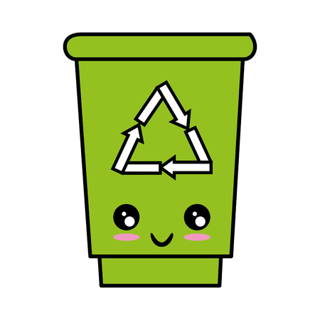 Cartoon trash bucket icon vector illustrationのイラスト素材