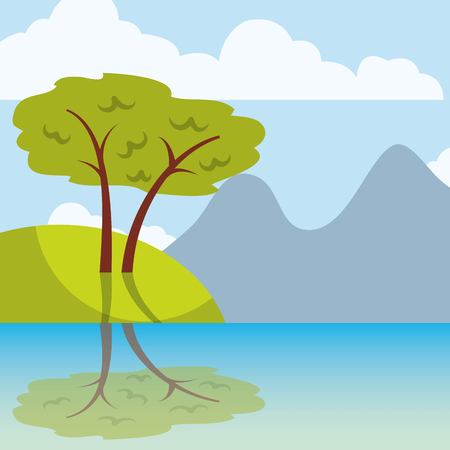 Cool relaxing landscape icon vector illustration design graphicのイラスト素材