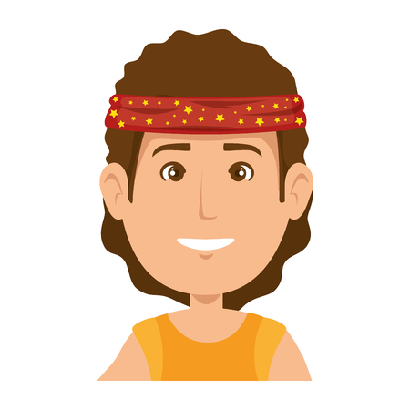 Hippie man cartoon icon vector illustration graphic designのイラスト素材