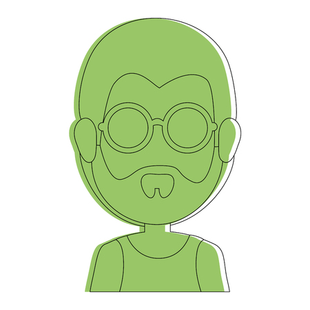 man with glasses icon  over white background colorful design hippie style concept vector illustrationのイラスト素材